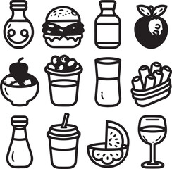 Wall Mural - set of foods and Drinks vector icons isolated on white background