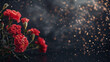 Red carnation flowers with glitter bokeh background. Mother's Day concept. The official national flower of Spain. The official state flower of Ohio.