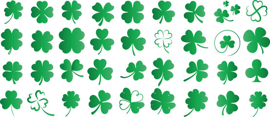 Wall Mural - green clover leaf vector, perfect for St Patricks Day, nature themed designs. Fresh, random, natural feel, bright color, symbolizing luck