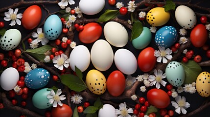 The Easter eggs create a beautiful decor. Gorgeous design enhances the festivity.