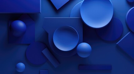 Wall Mural - blue geometric background with 3d shapes