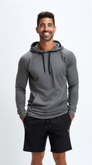 Poster - Stock image of a man dressed in fitness clothing against a white background Generative AI