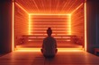 A serene image of a person relaxing in an infrared sauna