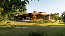 Inspired By Frank Lloyd Wrights Principles Of Organic Architecture This Private Residence Harmoniously Blends Into The Prairie Surroundings With Its Low Horizontal Design