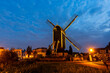 Historic Leiden, windmill De Put in twilight, shot during blue hour, in The Netherlands.
