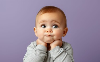 a multiracial baby with a look of surprise on his face