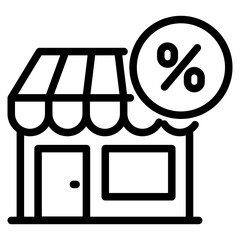 Poster - store witn discount label icon