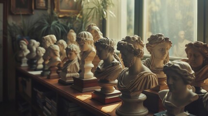 Canvas Print - Collection of antique statues in the museum's storeroom