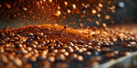 Coffee beans roasted traditional,coffee beans are being roasted. Roasting the peeled coffee beans.