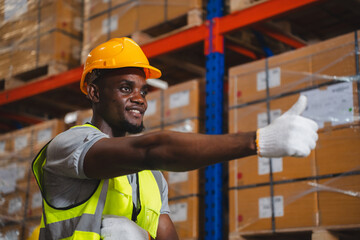 Wall Mural - Male worker is checking stock or storage in a shelves of warehouse in merchandise factory or manufacturing. Quality control in inventory, export storehouse and cargo, delivering good and product order