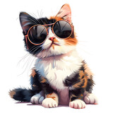 Fototapeta Zwierzęta - cat with sunglasses on a transparent background