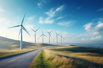 Wall Mural - Wind turbine or wind power Translated into electricity, environmental protection Make the world not hot.