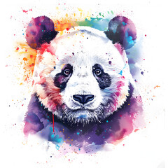 Wall Mural - Colorful Panda watercolor painting 