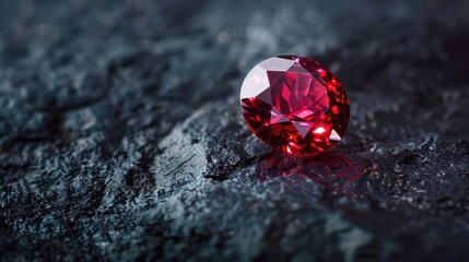 Poster - A pure red ruby gemstone background illuminated by focused light