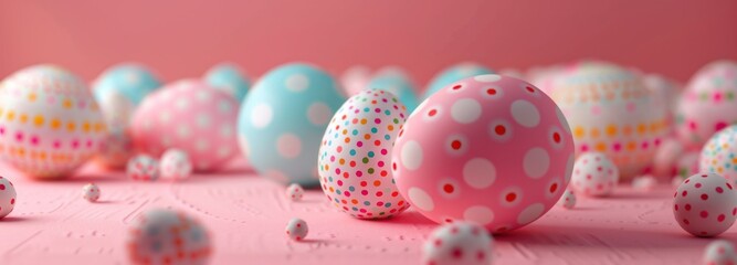 Wall Mural - colorful eggs on a pink background