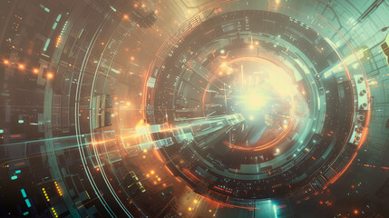 Wall Mural - futuristic science fiction time or inter dimensional tunnel