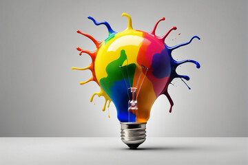 Aufkleber - Colorful creative idea concept with lightbulb made from colorful paint