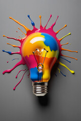 Aufkleber - Colorful creative idea concept with lightbulb made from colorful paint