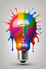 Aufkleber - Colorful creative idea concept with lightbulb made from colorful paint