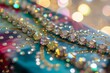 macro photo of sparkly rhinestones on a festive gift box