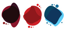 Set Of Three Colors Of Flat Design Modern Amoeba Banners. Vector Illustration.