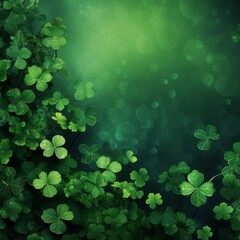 st patrick day background with green shamrocks