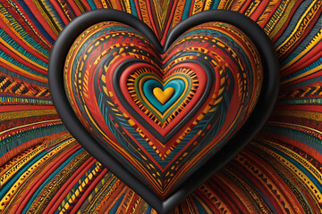 Heart with african patterns and colors, black history month