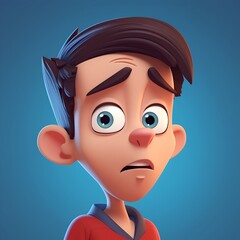 Wall Mural - Surprised boy with big eyes. 3d render illustration.