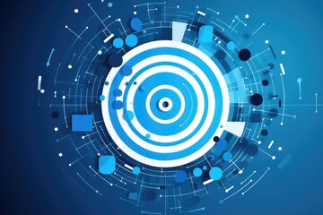 Abstract Tech Concept Visualization. Abstract technology background with concentric circles and digital elements, symbolizing connectivity and data.