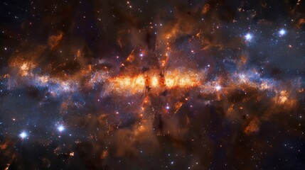 Wall Mural - stunning outer space scenery with nebulae, stars emitting light from a radiant galaxy, illuminating 