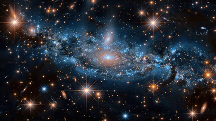 Wall Mural - stunning outer space scenery with nebulae, stars emitting light from a radiant galaxy, illuminating 