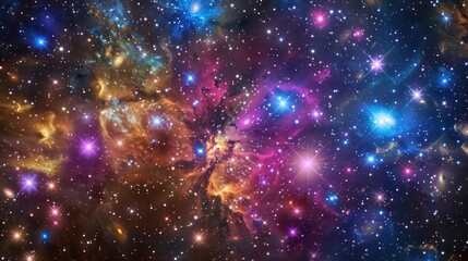 Wall Mural - an awe-inspiring view of outer space with nebulae, stars emitting radiant light from a vibrant galax