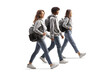 © Ljupco Smokovski - Full length profile shot of an african american male student and caucasian female students walking