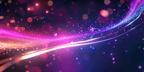 Wall Mural -  purple, pink, and blue lights neon wave  background, neon color glowing lines on black background