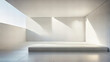 Moderner lichtdurchfluteter Design Raum mit weißen Beton Wänden