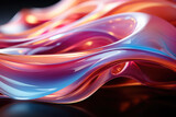 Fototapeta Panele - Fluid abstract waves in blue and fiery orange hues, conveying a sense of graceful motion and warmth.