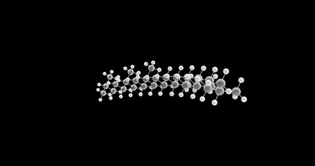 Sticker - Squalane molecule, rotating 3D model of hydrocarbon, looped video on a black background