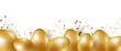 Easter background with golden realistic Easter eggs. Easter background for cards, wallpapers, various poster or banner designs.
