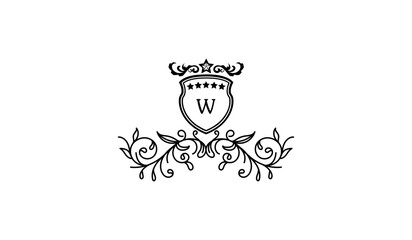 Wall Mural - Luxury Crown Leaves Alphabetical Logo