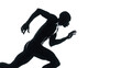 © CStock - silhouette one caucasian man young sprinter running isolated on transparent and white background.PNG image