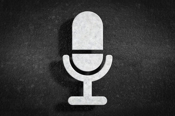 Leinwandbilder - Grunge White Stone Microphone Icon. 3d Rendering