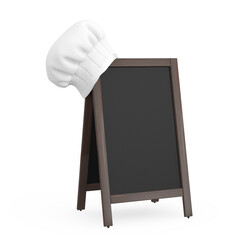 Aufkleber - White Clear Professional Chef Hat with Blank Wooden Menu Blackboard Outdoor Display. 3d Rendering