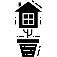 Poster - Solid icon of eco friendly house 