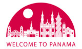 Fototapeta Londyn - Panama famous landmarks by silhouette style
