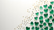 green decorative glass hearts on isolated white background, generative ai