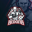 Boxing mascot logo design vector with modern illustration concept style for badge, emblem and t shirt printing. Mma boxing illustration.