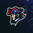 Patriot mascot logo design vector with modern illustration concept style for badge, emblem and t shirt printing. Patriot head illustration.