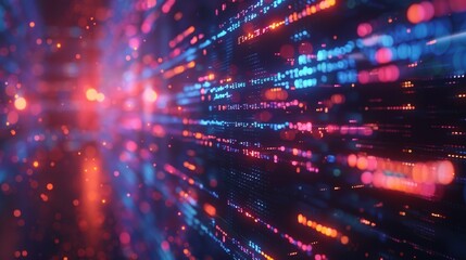 Wall Mural - digital abstract concept of a data stream, visualizing information flow in cyberspace with glowing b
