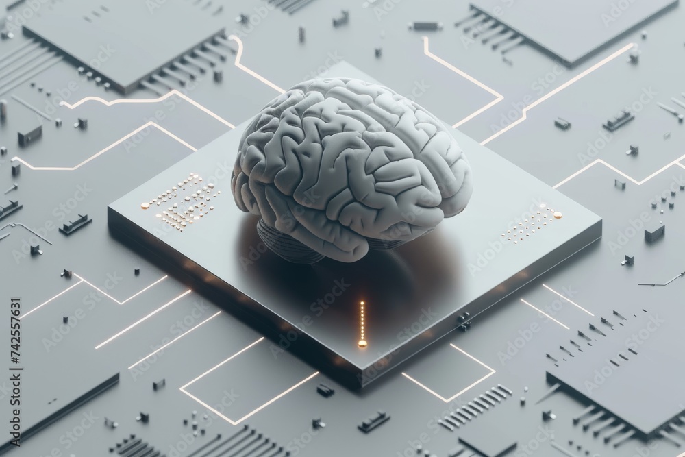 AI Brain Chip silicon. Artificial Intelligence management human ...