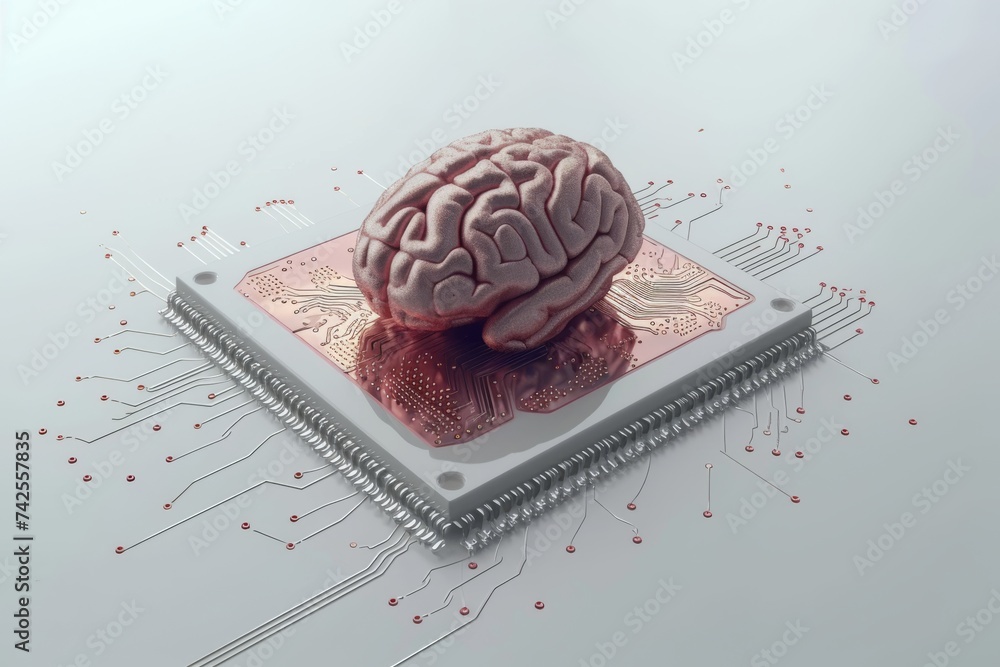 AI Brain Chip computer. Artificial Intelligence gamma human mental ...